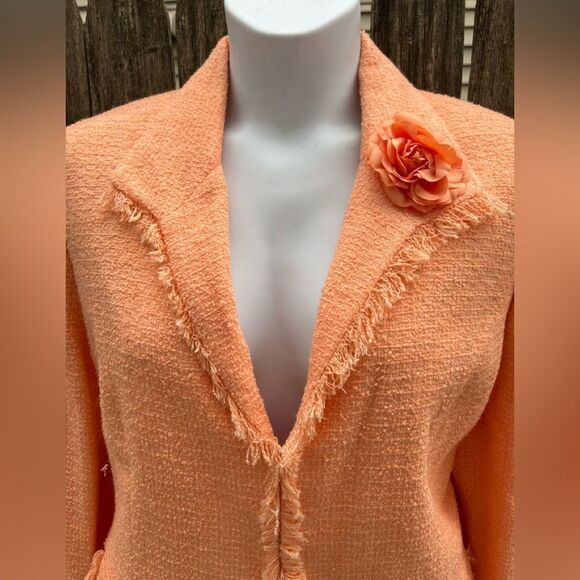 🍄Sag Harbor Plus Size Women's Tweed Blazer Jacket Floral Accent Size 18 (AA1) - Picture 3 of 13